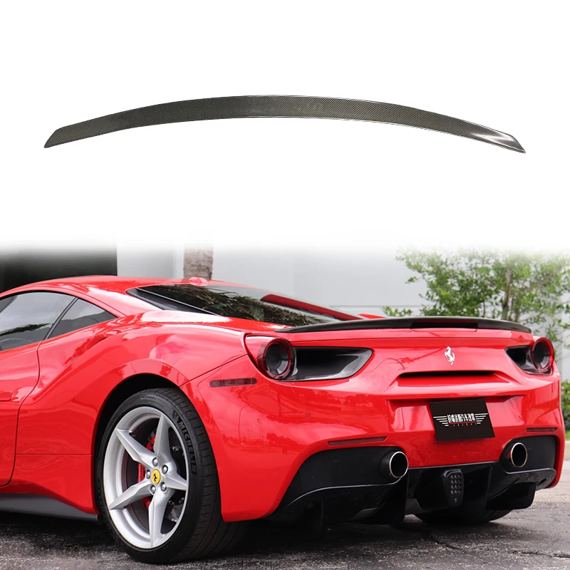 

For Ferrari 488 GTB 2015 2016 2017 2018 Spider Carbon Fiber Rear Trunk Small Spoiler Tail Body Kit Car Tuning Accsesories