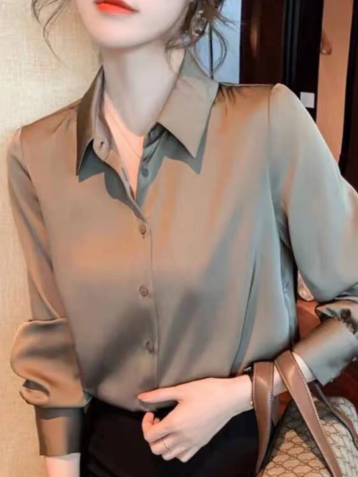 

Женская рубашка, однотонная Свободная блузка на пуговицах, женская блузка на пуговицах, Свободные корейские топы, новинка 2024, женские топы на лето и весну S58