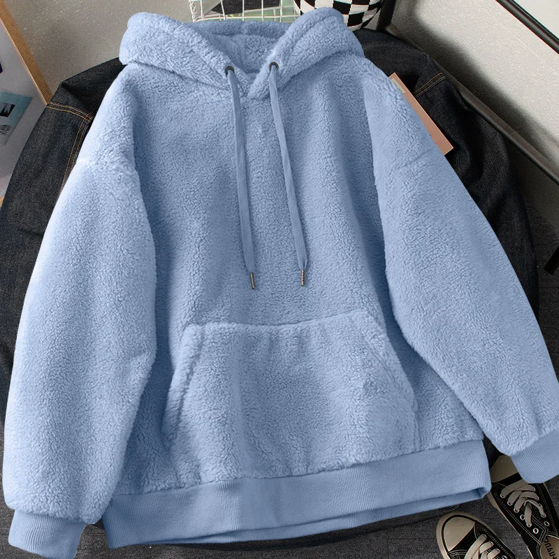 Женские флисовые толстовки с капюшоном на осень и зиму, однотонные пуловеры в Корейском стиле с завязками и свисающими рукавами, толстые свитшоты из овечьей шерсти
Женские флисовые толстовки с капюшоном на осень и зиму, однотонные пуловеры в Корейском стиле с завязками и свисающими рукавами, толстые свитшоты из овечьей шерсти