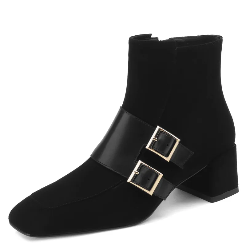 

Винтажные Модные женские ботинки из овечьей замши, индивидуальные ботинки с боковой молнией, классические ботинки на высоком каблуке