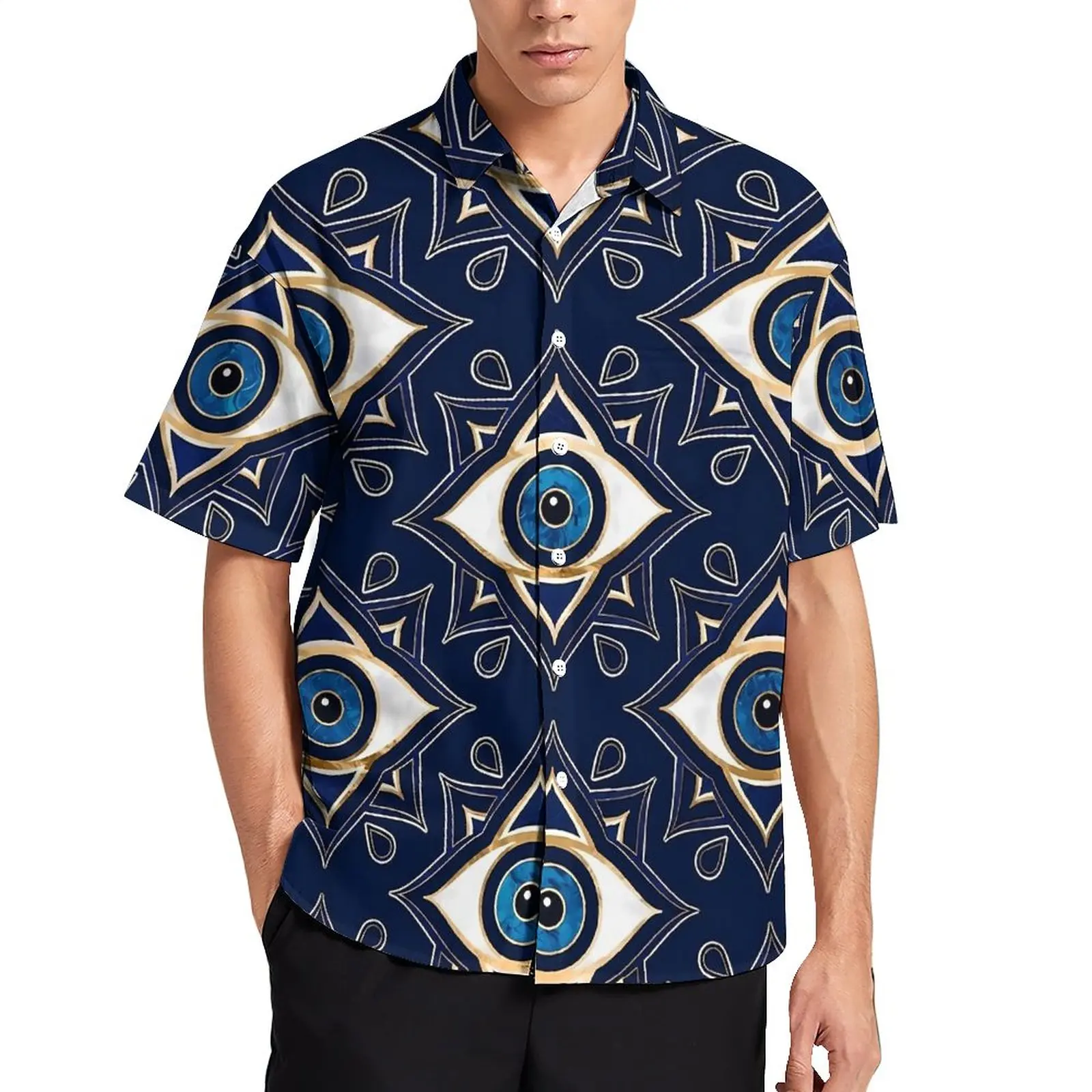 Evil Eye Casual Shirts Blue and Gold Vacation Shirt Hawaiian Funny Blouses Men Pattern Plus Size
Evil Eye Casual Shirts Blue and Gold Vacation Shirt Hawaiian Funny Blouses Men Pattern Plus Size