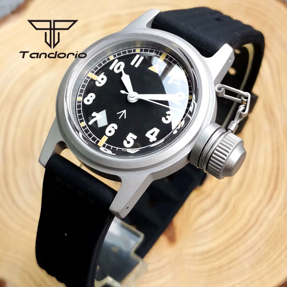 

Tandorio Domed Sapphire Crystal 36mm NH35A Men's Diver Automatic Watch Military Sanblasted Frog Case 20Bar Mechanical Wristwatch