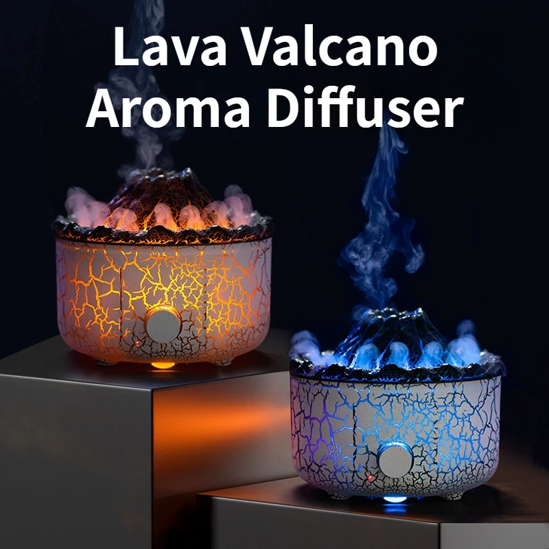 

lava Volcano Aromatherapy Air Humidifiers Diffusers,Ultrasonic Cool Mist Maker Fogger LED Essential Oil Lamp Flame Oils Difusor