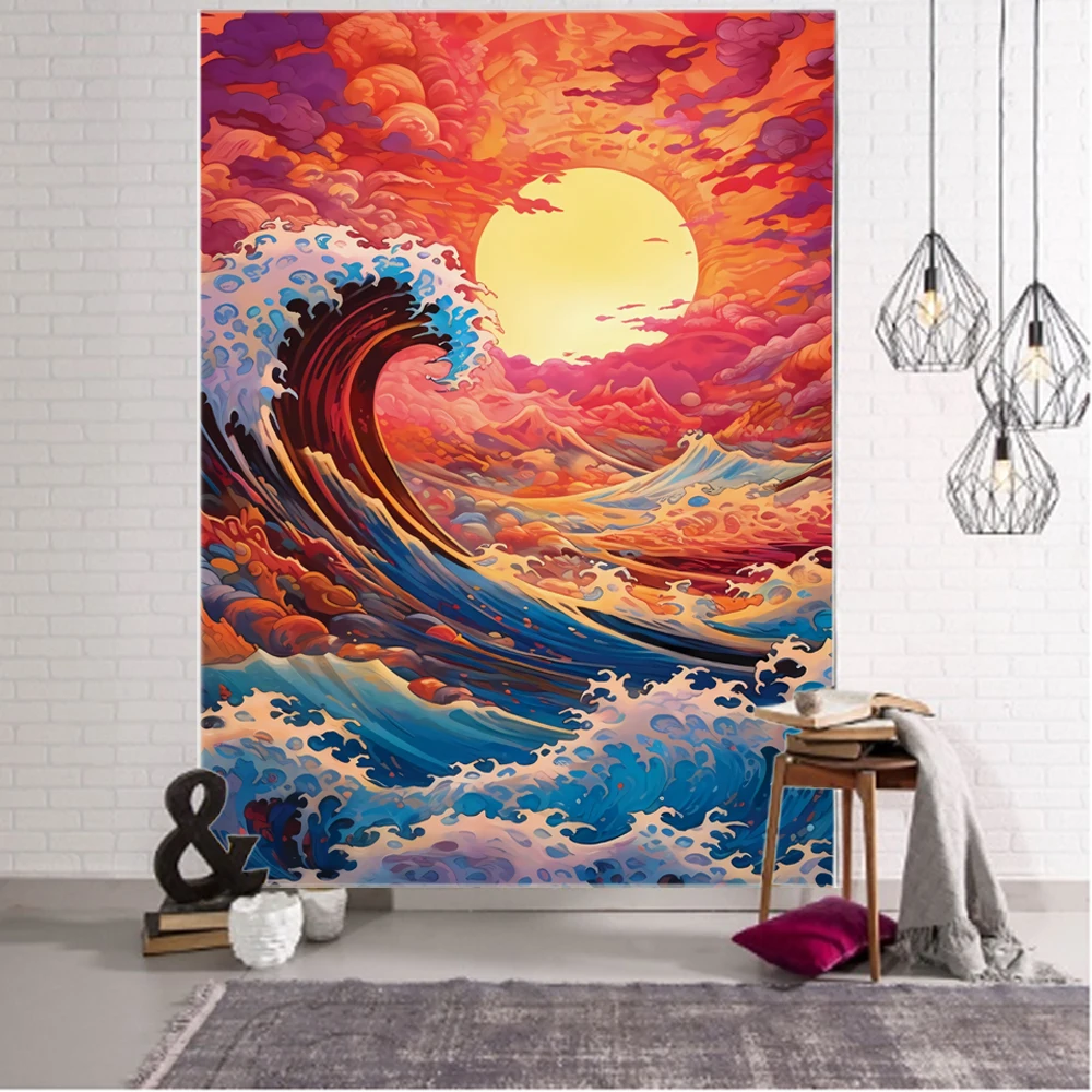 

Ocean waves, sunshine, forest streams, green mountains, flowing water, beautiful scenery, background decoration tapestry