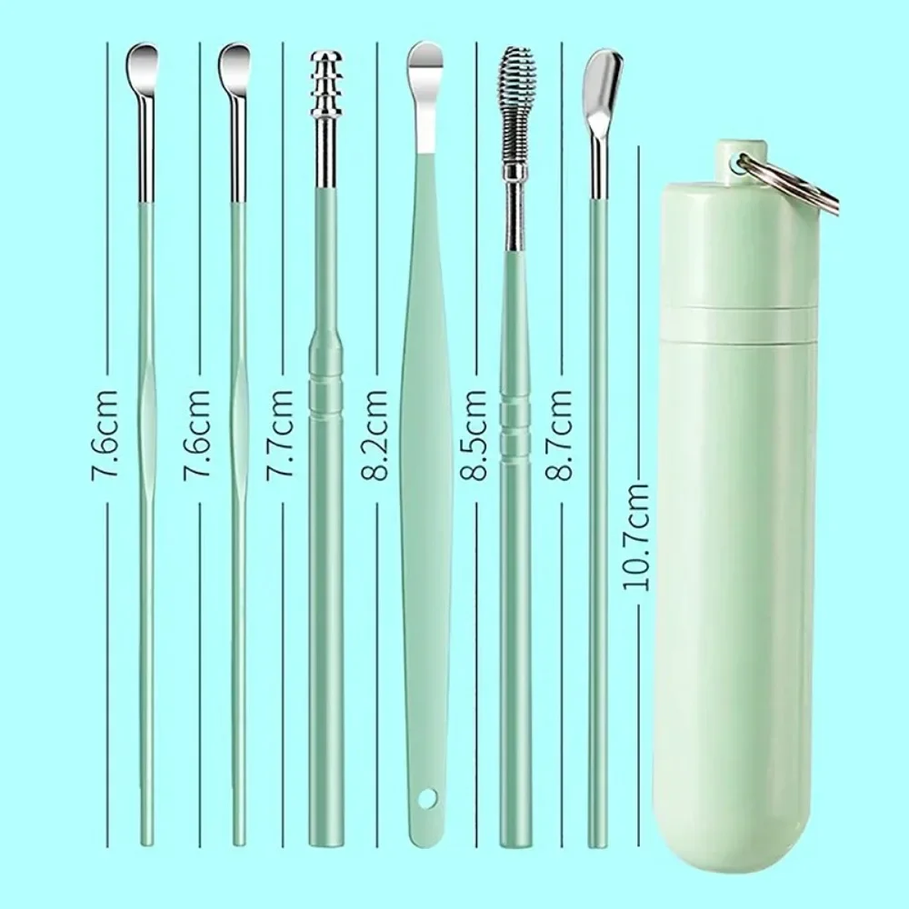 

6Pcs/Set Ear Cleaner Wax Removal Tool Curette Ear Pick Earpick Sticks Earwax Remover Cleaning Cleanser Spoon Ear Care Tools