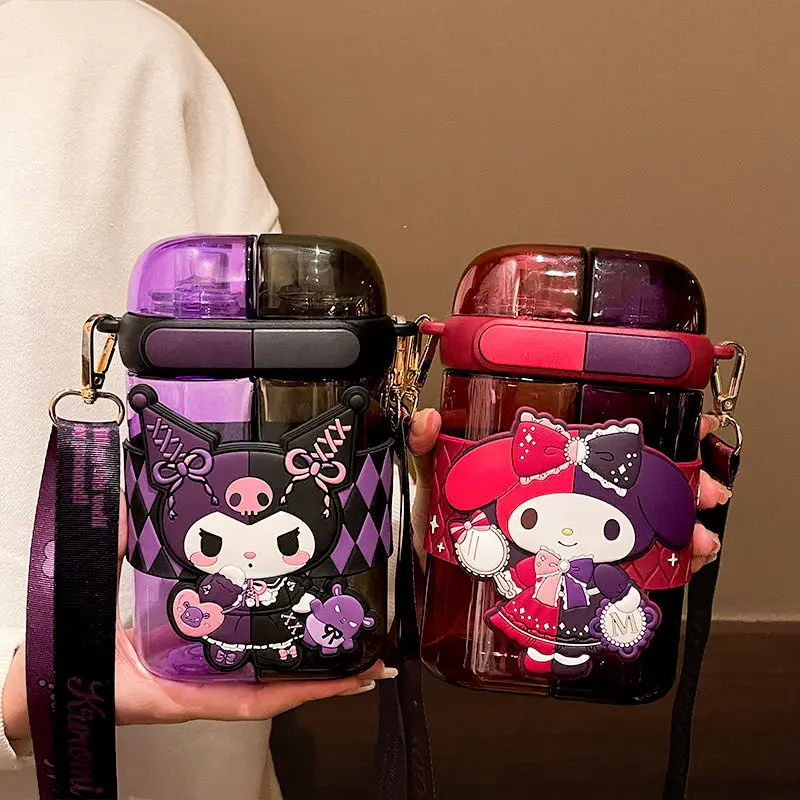 

640ml Sanrio Hello Kitty Kuromi Cinnamoroll Pachacco Straw Cup Large Capacity Water Bottles For Kid Travel Portable Water Cup