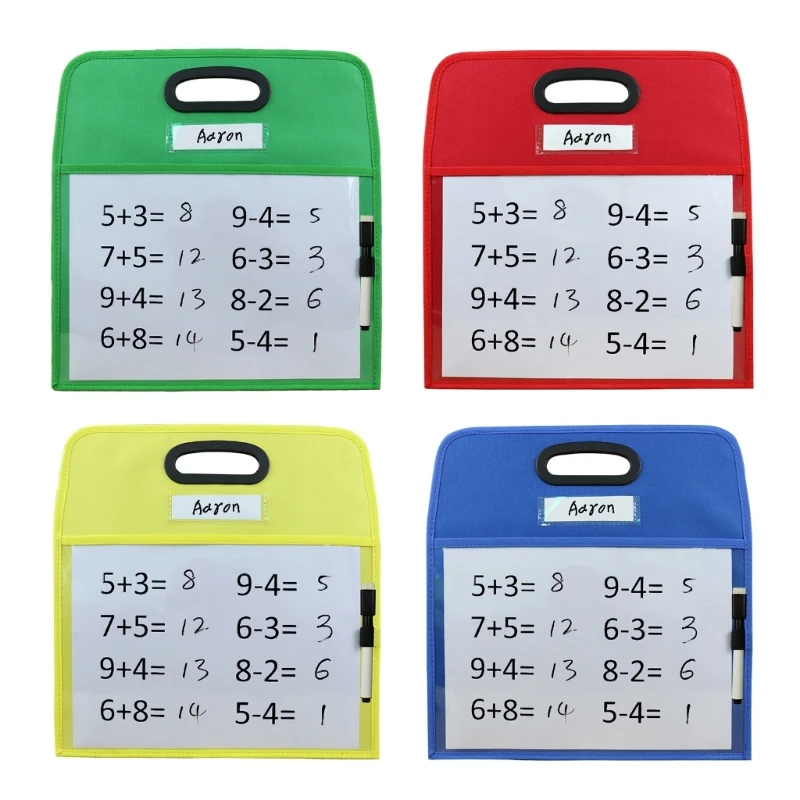 

Dry Erases Pocket Whiteboard Reusable Dry Erases Sleeve with Marker Holder Colorful Dry Erases Pocket Sleeves for School N0HC