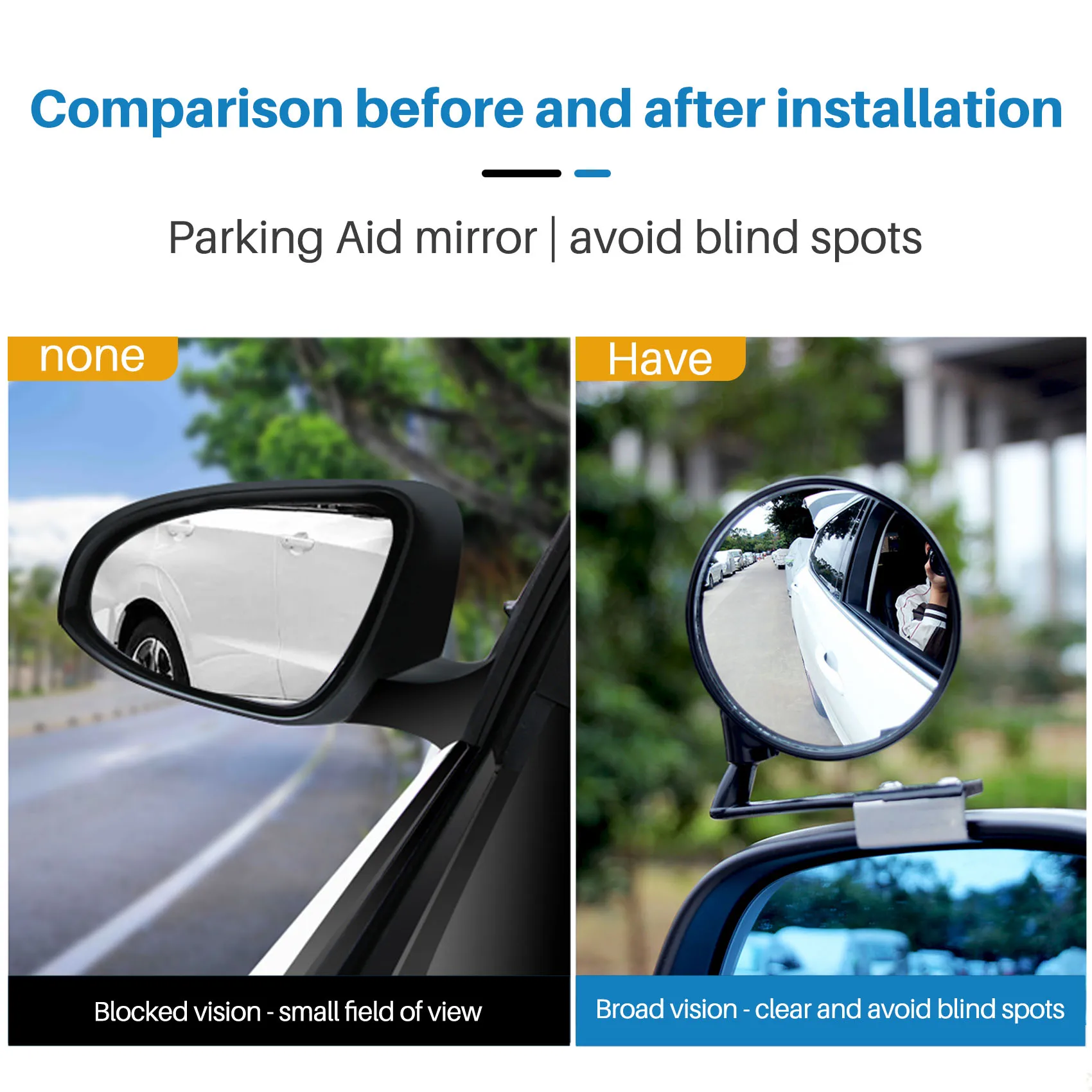 

1 Set of 2 Car Blind Spot Mirrors Car Side Convex Mirror Wide Angle Round Car Rear View Mirror