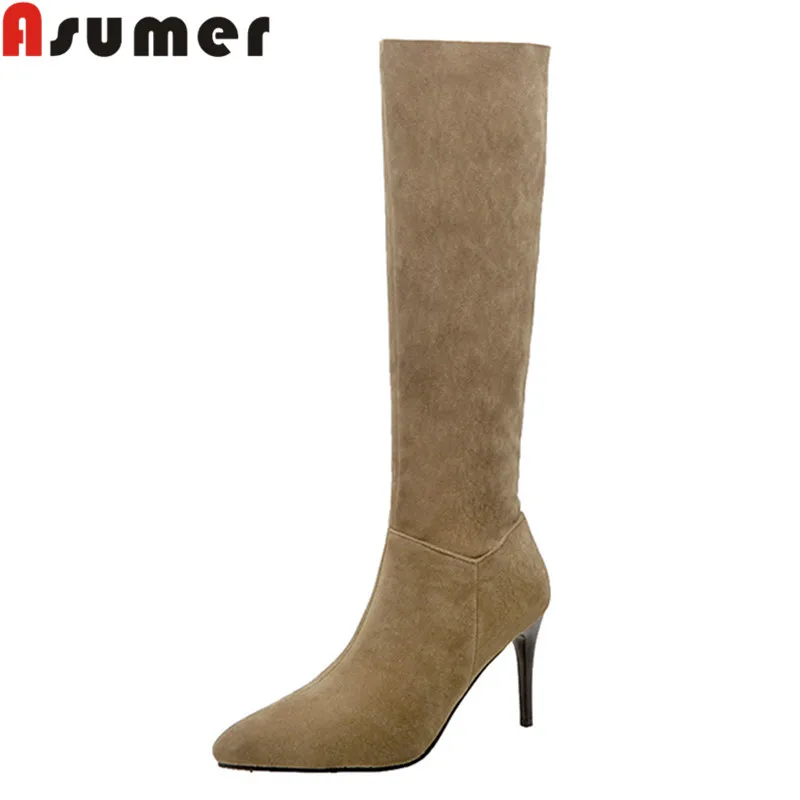 ASUMER 2023 Size 34-48 New Flock Knee High Boots Pointed Toe Thin High Heels Shoes Fashion Slip on Winter Boots
ASUMER 2023 Size 34-48 New Flock Knee High Boots Pointed Toe Thin High Heels Shoes Fashion Slip on Winter Boots