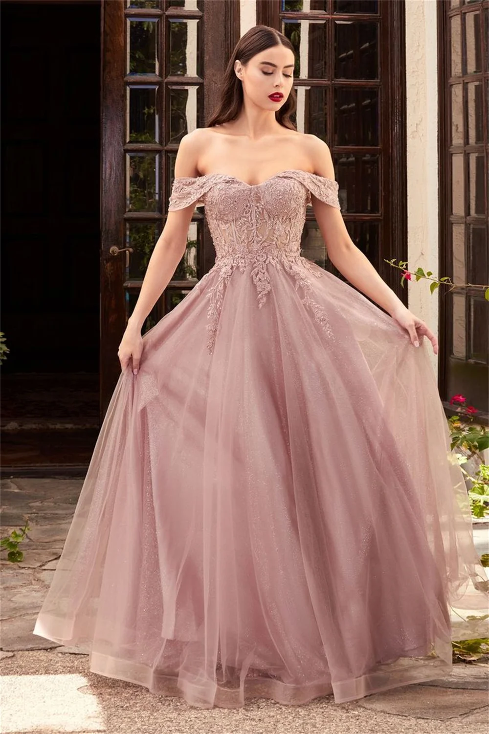 Sansa Green Lace Embroid فساتين سهره فاخره 2023 A-line فساتين السهرة Sweet Off Shoulder Vestidos De Noche Fairy Prom Dresses 15 S6f2b682f000c4a18a00342106f8e617dW