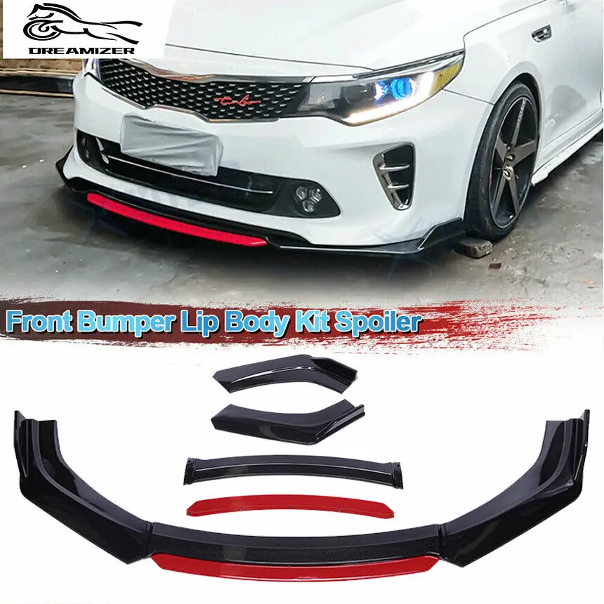 

4pcs Car Front Bumper Lip Kit Spoiler Splitter Diffuser Carbon Fiber Canard Car Replacement Parts For KIA Optima K5 2016-2019