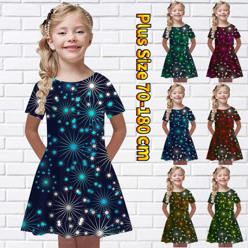 Summer Little Girl Short Sleeve Skirt Round Neck Loose Dress Trend Christmas Knee-length Skirt New Design Printing Midi Skirt
Summer Little Girl Short Sleeve Skirt Round Neck Loose Dress Trend Christmas Knee-length Skirt New Design Printing Midi Skirt