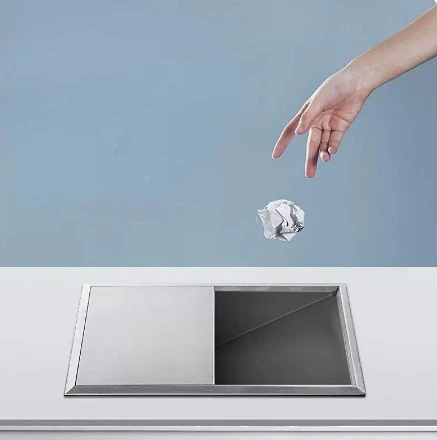 Прямоугольная настольная столешница из нержавеющей стали 304, настольный полуоткрытый мусорный желоб
Прямоугольная настольная столешница из нержавеющей стали 304, настольный полуоткрытый мусорный желоб