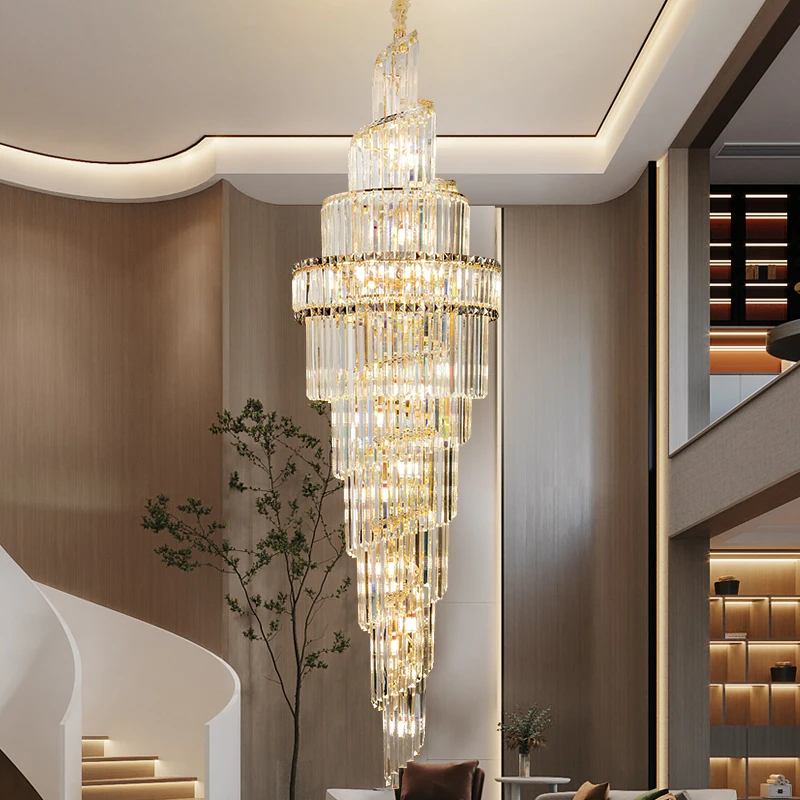 

Люстра в стиле лофт для гостиной, Большая хрустальная лампа в простом стиле, роскошная длинная лампа для гостиной и виллы