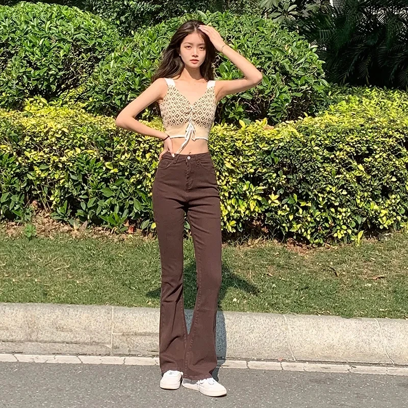 2023 Denim Skinny Trousers Buttons Punk Jeans Women High Waist Fashion Y2k Pant Height Wear Vintage Slim Brown Flare Pants 2XL
2023 Denim Skinny Trousers Buttons Punk Jeans Women High Waist Fashion Y2k Pant Height Wear Vintage Slim Brown Flare Pants 2XL