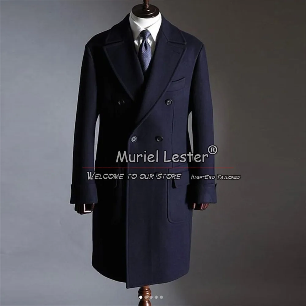 

Man Vintage Suit Jackets Tweed Woolen Blend Trench Coat Long Double Breasted Overcoat Outwear Smoking Business Prom Blazer Sets