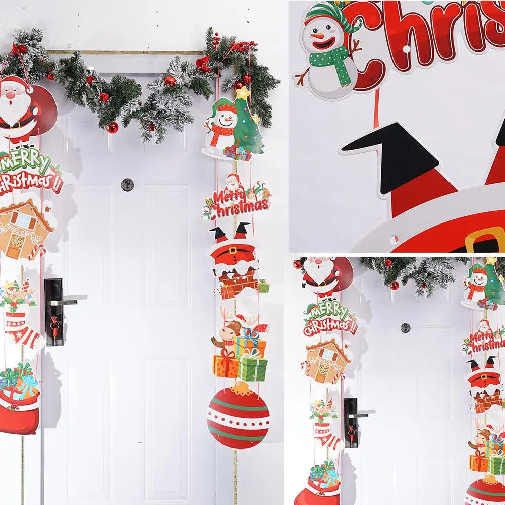 

2024 Merry Christmas Decorative Door Hanging Banner Santa Claus Snowman Elk Couplet Christmas Decor for Home Xmas Ornaments Noel