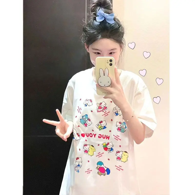 Новинка 2023 года; Sanrio Y2K; Хлопковая Футболка с принтом «Hello Kitty»; Летняя Свободная Домашняя одежда с короткими рукавами и милым принтом; Подарок для девочек
Новинка 2023 года; Sanrio Y2K; Хлопковая Футболка с принтом «Hello Kitty»; Летняя Свободная Домашняя одежда с короткими рукавами и милым принтом; Подарок для девочек