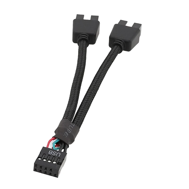 

2024 New Motherboard 9pin Extension Cable Adapter USB Header Splitter Female 1 To 2 Male Desktop 9-Pin USB2.0 HUB Connector 15CM