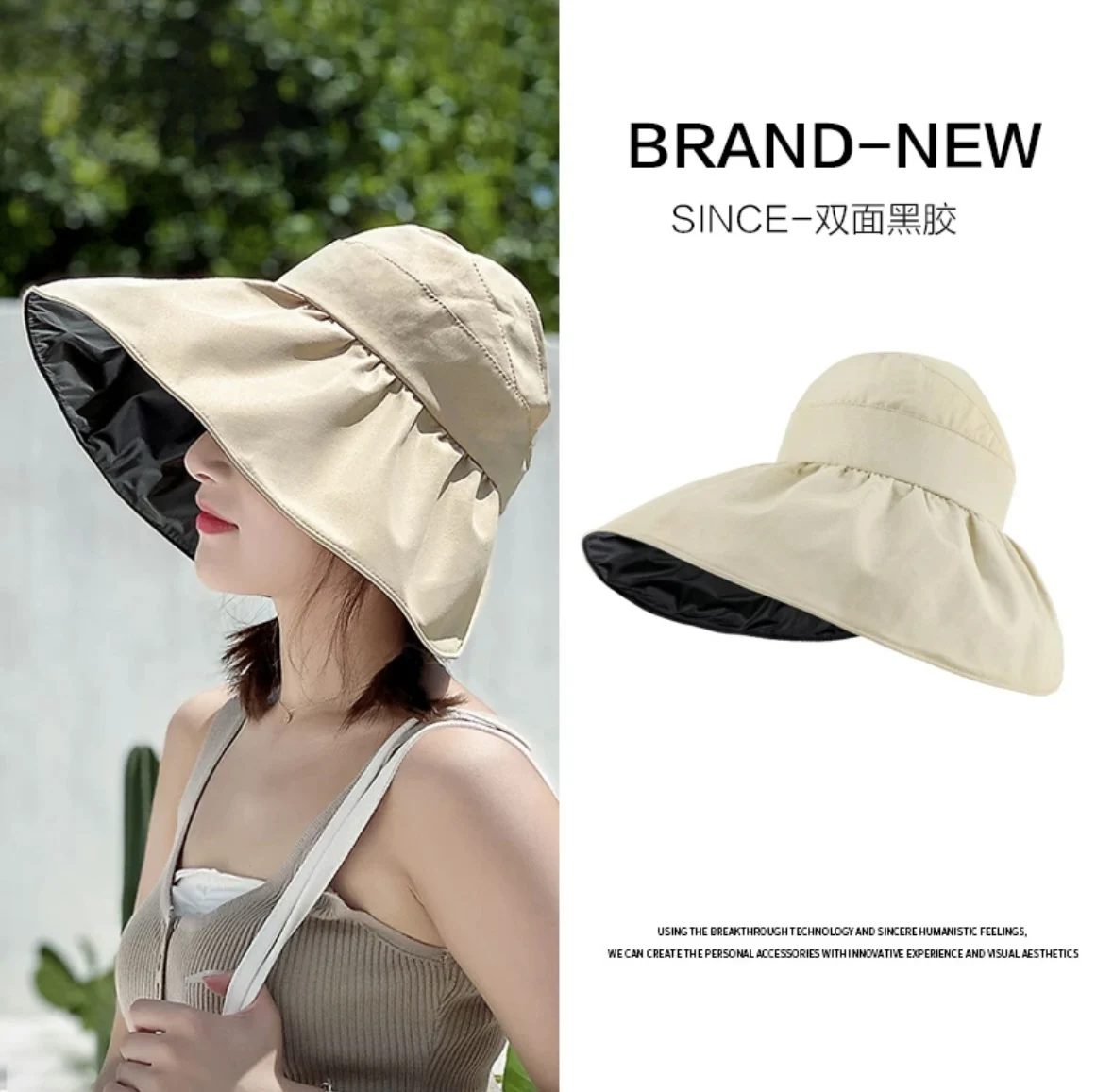 Summer new double-layer fisherman hat women's empty top sun protection hat black glue coating outdoor anti-UV foldable sun hat 
Summer new double-layer fisherman hat women's empty top sun protection hat black glue coating outdoor anti-UV foldable sun hat