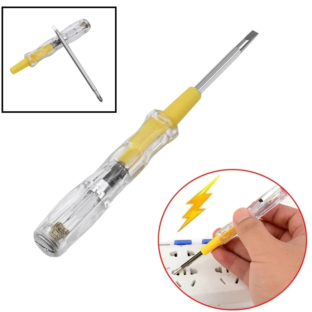 1Pc Electric Tester Pen 100-500V With LED Electric Tester Pen Removable Screwdriver Multifunctional Household Test Pencil 137mm
1Pc Electric Tester Pen 100-500V With LED Electric Tester Pen Removable Screwdriver Multifunctional Household Test Pencil 137mm