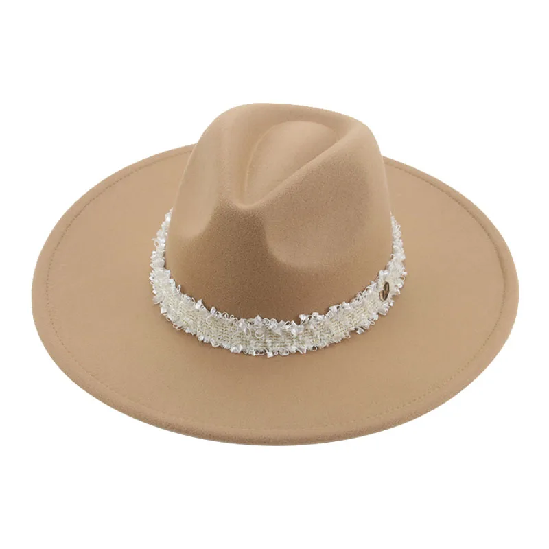 

Fedoras Hats for Women Big Brim 9.5cm Wide Brim Panamas Women's Hat Luxury Band Wedding Church Street Dancer 2022 Chapeau Femme