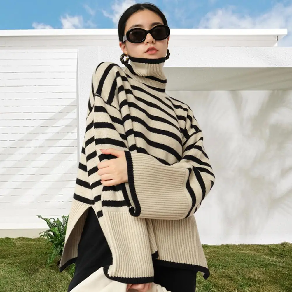 Thick Winter Sweater Cozy Stylish Women's Sweater High Collar Striped Print Soft Knit Warm Trendy for Fall Winter Knit Women
Thick Winter Sweater Cozy Stylish Women's Sweater High Collar Striped Print Soft Knit Warm Trendy for Fall Winter Knit Women