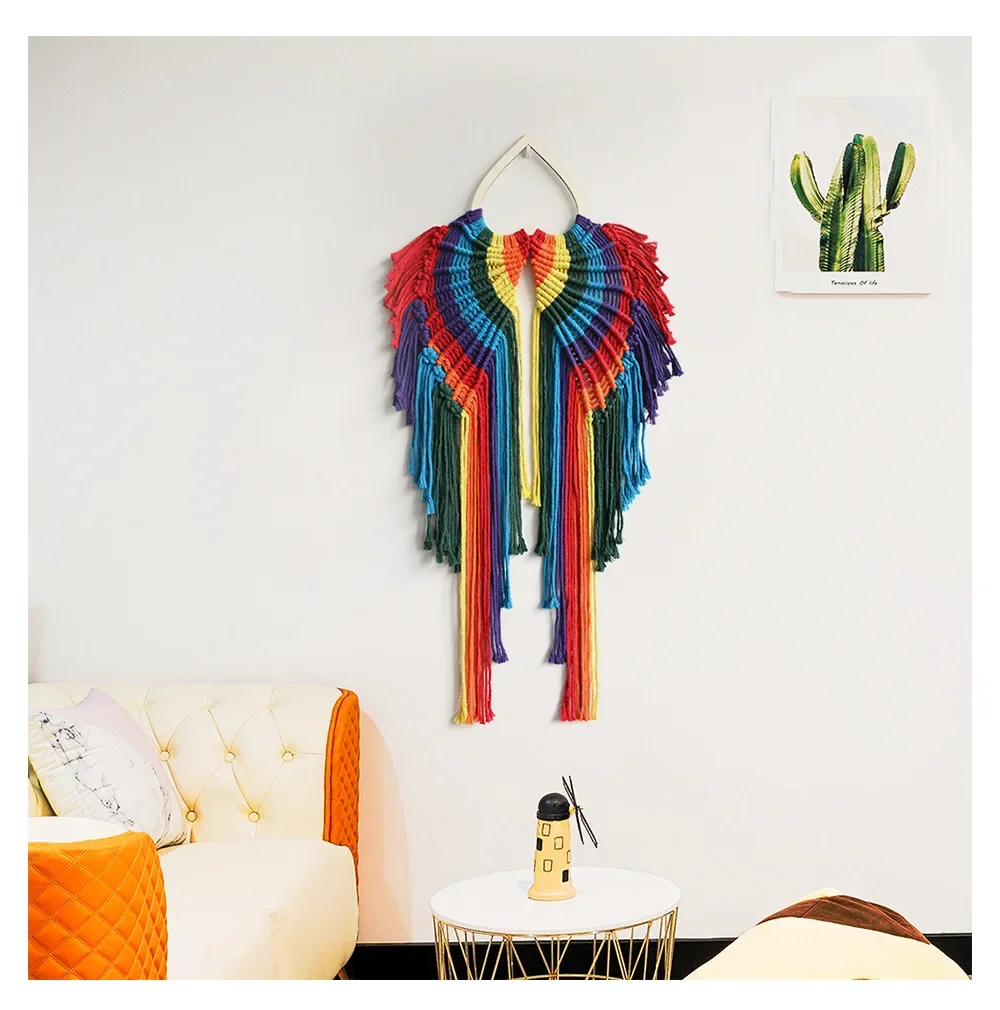 Angel Wings Macrame Dream Catcher - Handmade Boho Wall Art 4 S6f36e9ff32bd4e45ae03054d44a8338b9