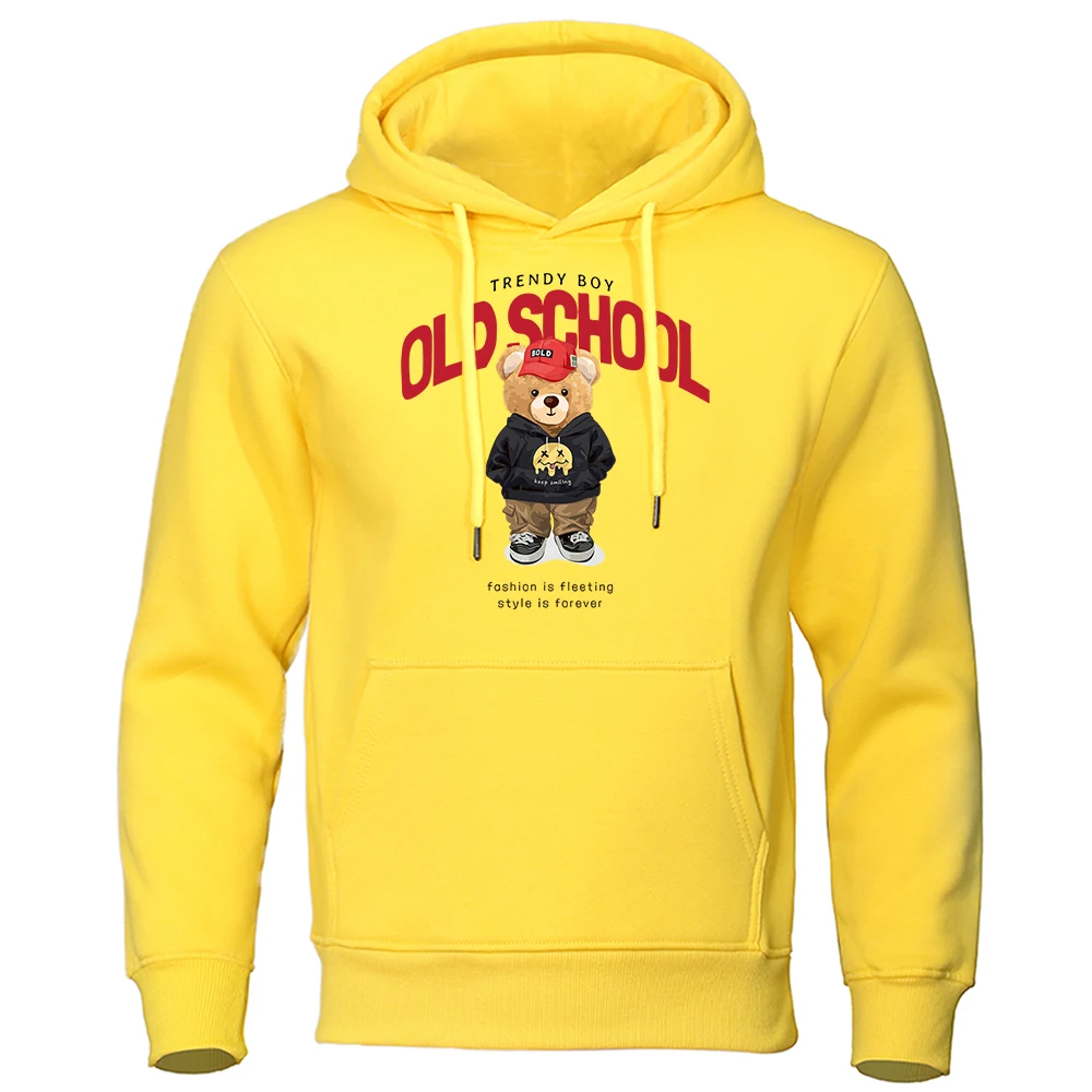 

Fashion Is Fleeting Style Is Forever Trendy Teddy Bear Hoodies Men Hip Hop Street Clothes Fleece Pocket Sportswear Casual Hoody