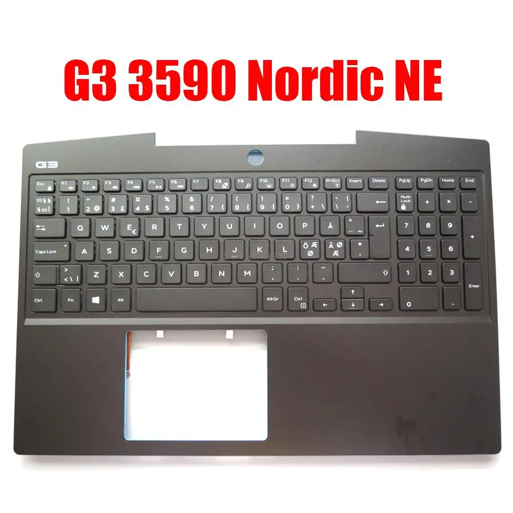 

Nordic NE Laptop Palmrest For DELL G3 3590 3500 05DC76 5DC76 04MXCF 4MXCF With Backlit Keyboard Black Upper Case New