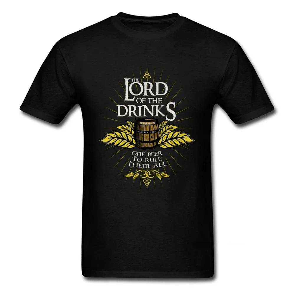 

LORD OF DRINKS T-shirt Men Women Rule Them All Beer Tees Oktoberfest Tops O Neck Black White Clothes Vintage Shirt Streetwear