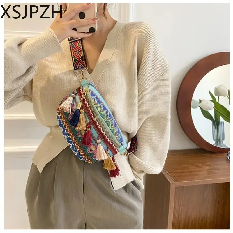 Boho Women Ethnic Style Shoulder Bag Variegated Women Bag Adjustable Strap Canvas Fringe Women's Chest Bags Woven Messenger Bag
Boho Women Ethnic Style Shoulder Bag Variegated Women Bag Adjustable Strap Canvas Fringe Women's Chest Bags Woven Messenger Bag