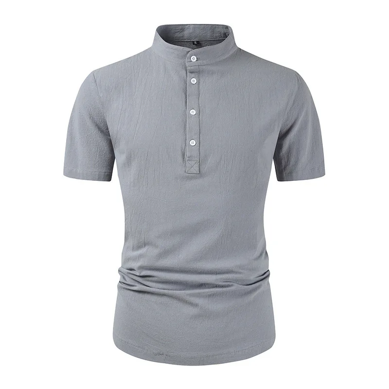 Summer Original Design Men's Standing Neck Short Sleeve Loose Button Cotton Hemp High Quality Fashion Shirt European Size
Summer Original Design Men's Standing Neck Short Sleeve Loose Button Cotton Hemp High Quality Fashion Shirt European Size