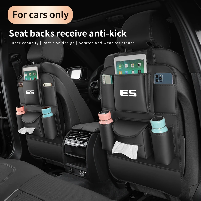 

For Lexus ES Car 4 Colors Selectable Organizer Back Storage Bag Backrest Protection Anti-kick Pad Auto Interior Accessories