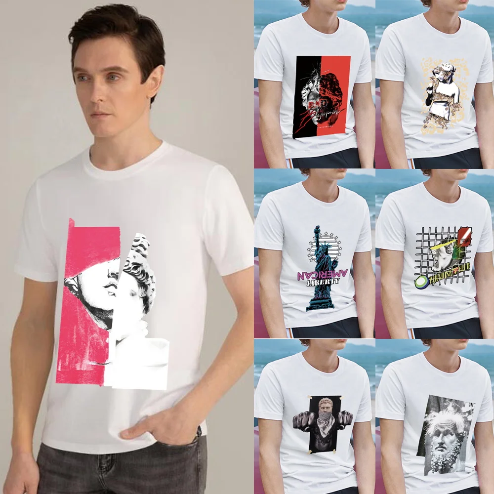 Fashion T-shirt Men's Classic Color Sculpture Printing Pattern Series All-match Casual O-neck Commuter Comfortable Top T-shirt
Fashion T-shirt Men's Classic Color Sculpture Printing Pattern Series All-match Casual O-neck Commuter Comfortable Top T-shirt