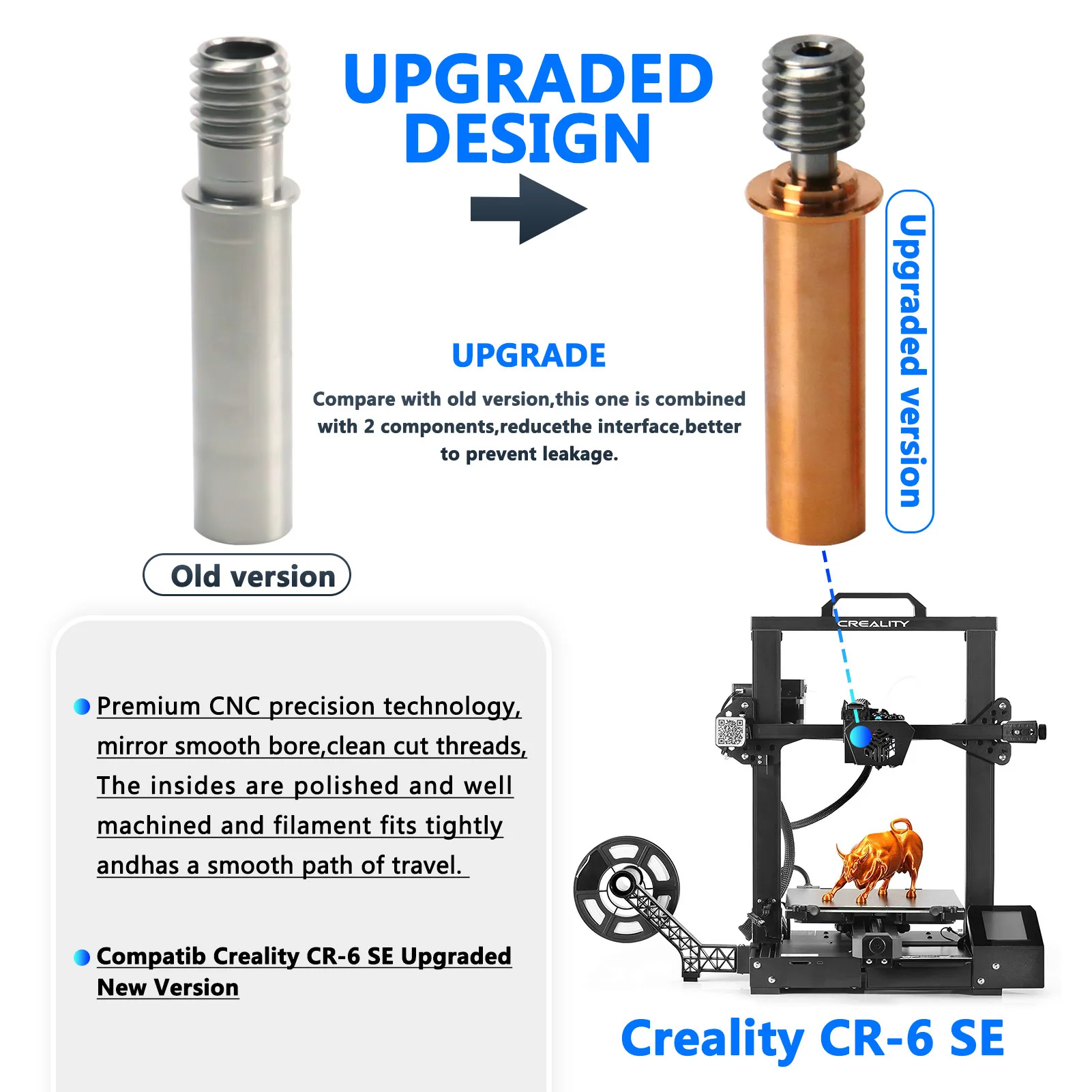 High quality CR6 SE titanium alloy bimetal throat tube for CR-6 SE Hotend 3D printer parts
High quality CR6 SE titanium alloy bimetal throat tube for CR-6 SE Hotend 3D printer parts
