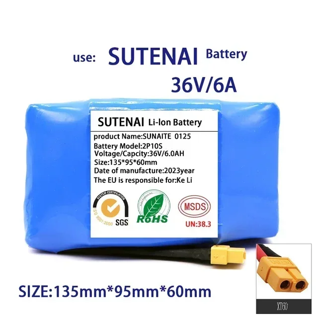 36V 18650 Battery Pack 6000mAh Rechargeable Lithium ion battery for Electric Self Balancing Scooter HoverBoard Unicycle
36V 18650 Battery Pack 6000mAh Rechargeable Lithium ion battery for Electric Self Balancing Scooter HoverBoard Unicycle