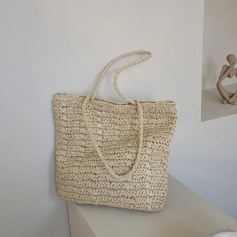 Knitted Rattan Beach Tote - Large Travel Shoulder Bag 9 S6f3f368907ec4907b8b8f733404a1a4aP