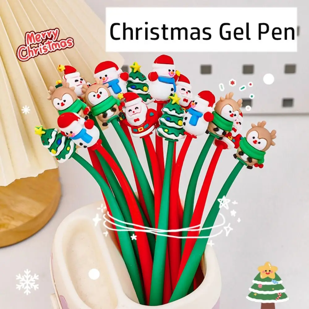 

Кавайная Рождественская гелевая ручка, милый Рождественский подарок с Санта-Клаусом, снеговиком, оленем, 0,5 мм, черные чернила, нейтральные ручки, Канцтовары для школы и офиса