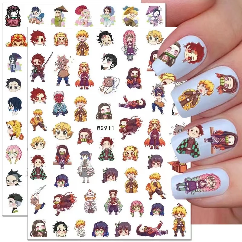 

1-Pack Demon Slayer наклейки для ногтей 3D японский каваи мультфильм анимационный сериал Принцесса Диснея украшения для ногтей аксессуары для дизайна ногтей