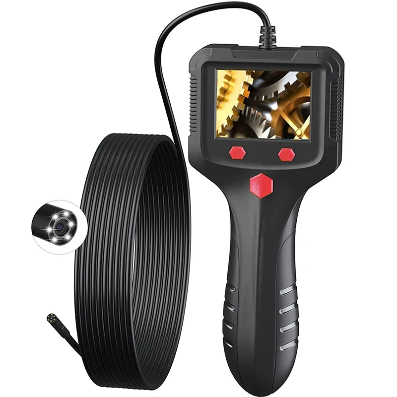 

Black 2.4" IPS Screen Endoscope Inspection Camera with 6 Lights Handheld IP67 Waterproof Clean for Cars Industrial Sewer