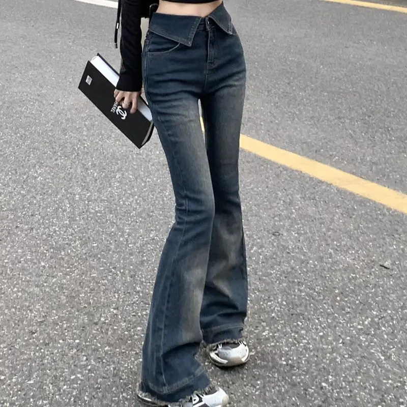 

H.sa Women Flared Jeans Hight Waist Denim Pants Vintage Stretch Streetwear Y2k Boot Cut Pant Elastic Skinny Chic Jeans Trousers