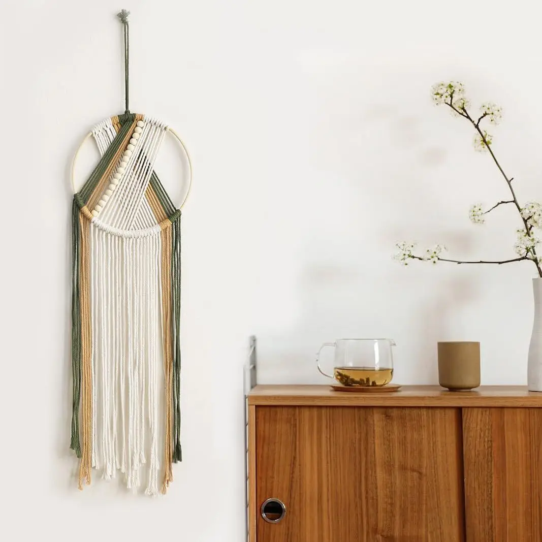 Fringe Bead Macrame Wall Hanging - Chic Yarn Tapestry Decor 5 S6f43675c89234950bc12dbd40bcfd4d4l