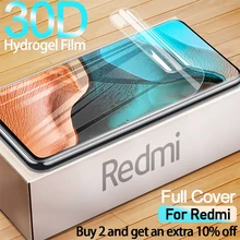 Film Hydrogel 30D à couverture complète, protecteur d'écran pour Xiaomi Redmi Note 10S 9 S 8T 7 6 11 Pro Note 10 9 6 7 8 A 5G K30 K40 Pro=