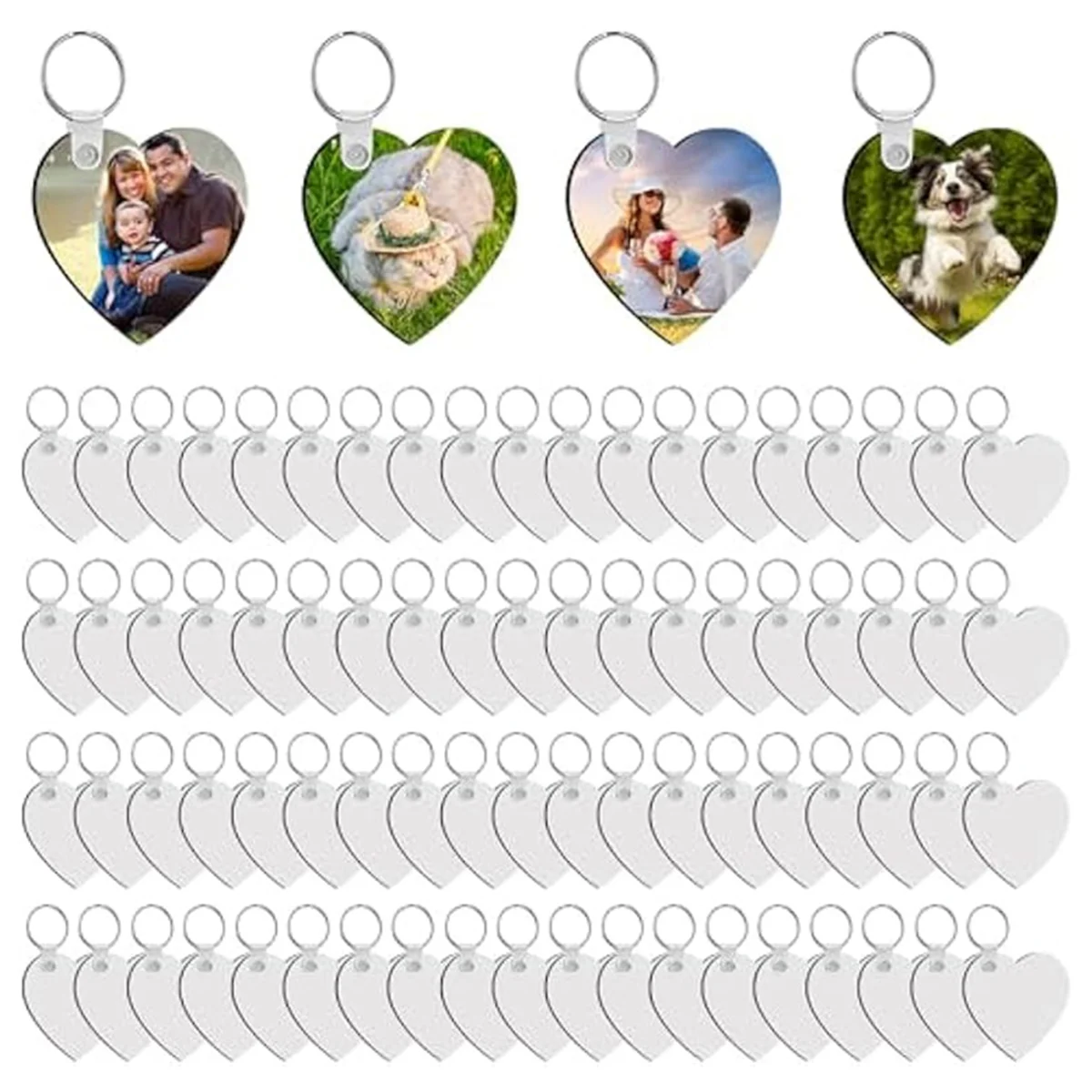 240Pcs Sublimation Keychain Blanks Heart Double Sides 80 Sublimation Keychains Blank with 160 Rings and Clips
240Pcs Sublimation Keychain Blanks Heart Double Sides 80 Sublimation Keychains Blank with 160 Rings and Clips