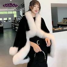 Luxury Mink Fur Coats Winter Women's Thick Warm Fur Jackets Black White Stitching Fur Cape Shawl Ladies Faux Fur Cloak Overcoat
Luxury Mink Fur Coats Winter Women's Thick Warm Fur Jackets Black White Stitching Fur Cape Shawl Ladies Faux Fur Cloak Overcoat