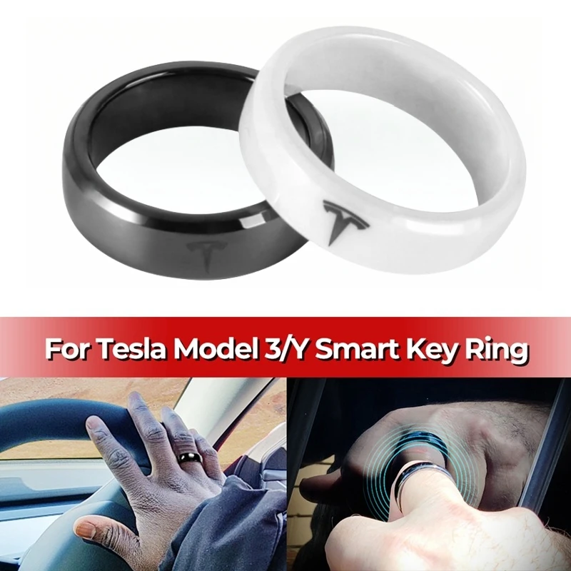 

For Tesla Smart Ring Waterproof Ceramic Ring for Model 3 Model Y 2020-2023 to Replace Key Card Key Fob Made With Original Chips