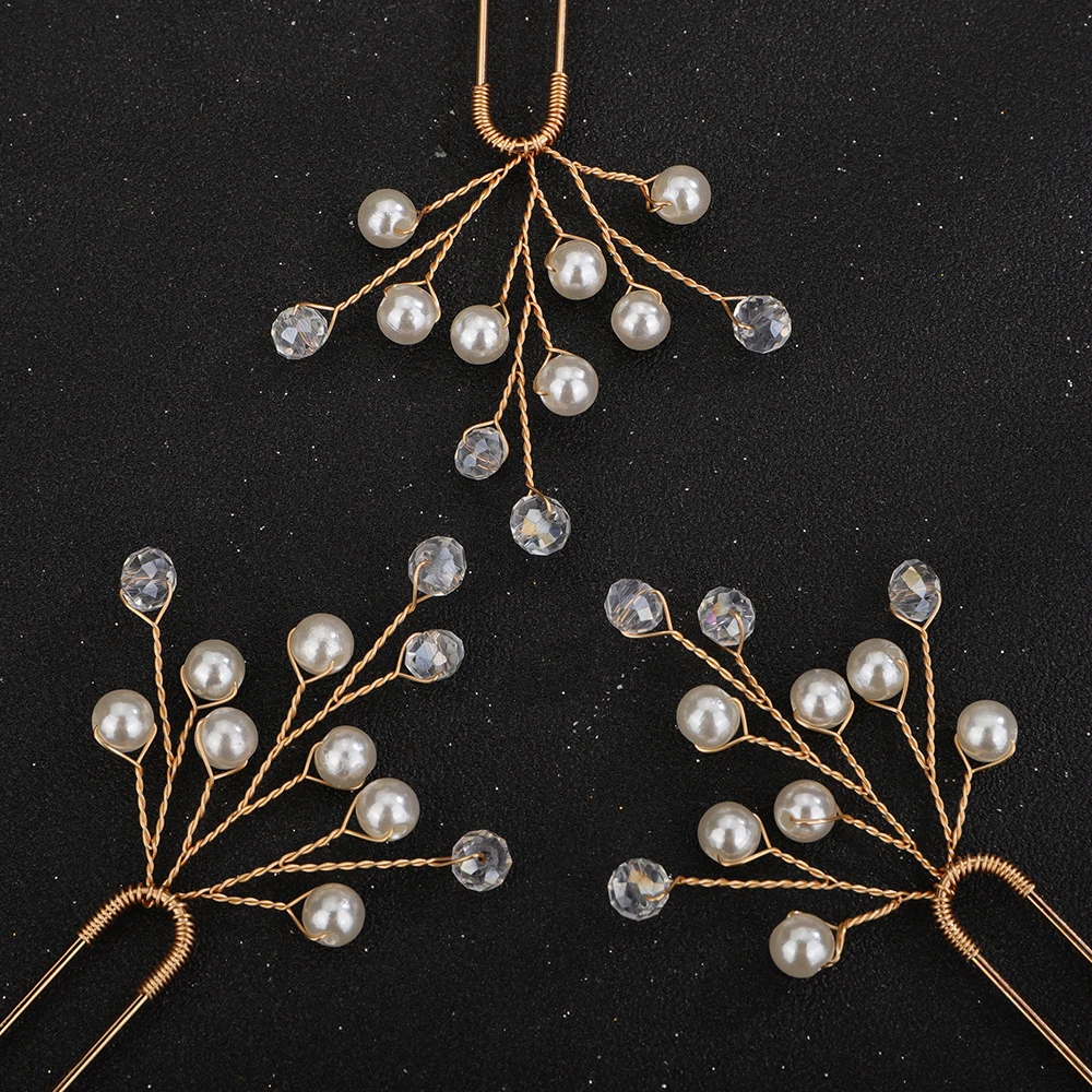 3PCS Silver Color Pearl Headpiece for Women Party Bridal Hair Pin Trendy Crystal Wedding Head Jewelry Accessories Gold Headdress 18 S6f4857cac88346a29f0fe60bfcc5da94e