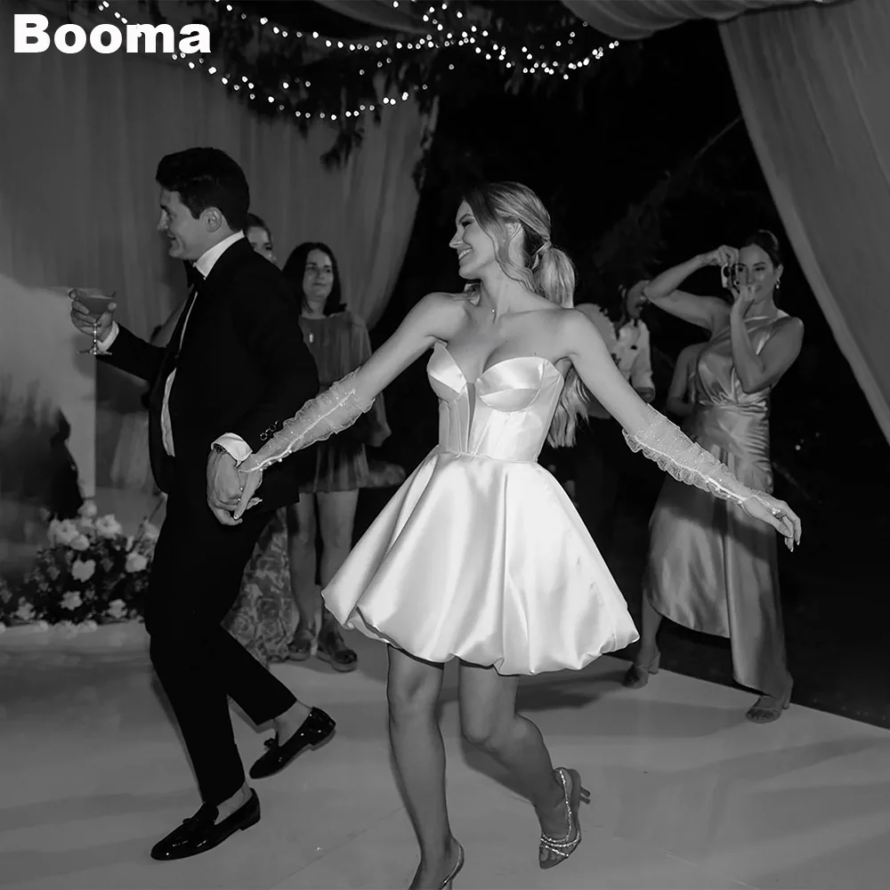 

Booma A-Line Short Wedding Party Dresses Sweetheart Elegant Brides Gowns for Women Puff Skirt Prom Gowns Cocktail Dress