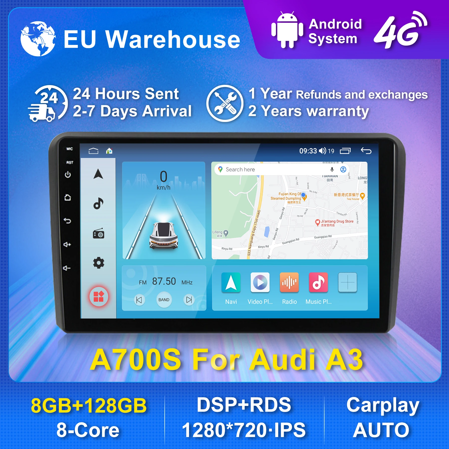 Android 11 Car Radio GPS Navigation For Audi A3 S3 2002 - 2012 2013 8-Core IPS 1280*720 4G Carplay Multimedia Player No 2Din DVD
Android 11 Car Radio GPS Navigation For Audi A3 S3 2002 - 2012 2013 8-Core IPS 1280*720 4G Carplay Multimedia Player No 2Din DVD